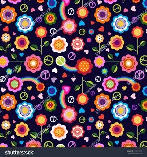 Hippie Peace Floral Background: стоковая векторная графика (