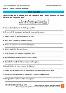 A1 - Dass-Sätze - Teil C Deutsch lernen, Unterricht lesen, D