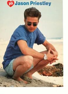 Jonathan Brandis Jason Priestley teen magazine pinup clipping barefoot beac...