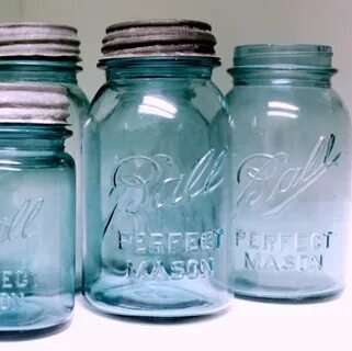 Blue Mason Jar, Ball Perfect Mason Canning Jar, Quart Size A