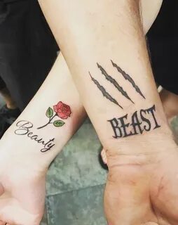 Lovers in 2020 Matching couple tattoos, Cute couple tattoos,