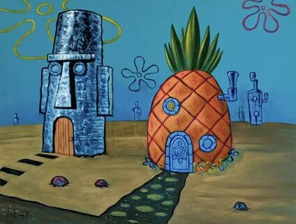 Bikini Bottom SpongeBob SquarePants Painting by Jorge Terron
