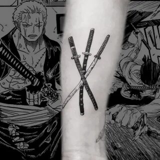 Zoro Swords Blackwork - OnePiece Tattoo Boas ideias para tat
