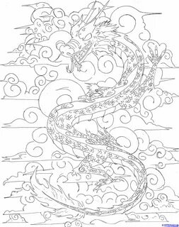 How to Draw a Chinese Sky Dragon, Step by Step, Dragons, Dra