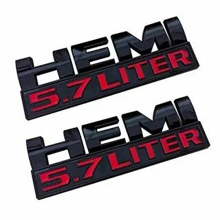 BENZEE 2pcs B184-B Black HEMI 5.7 LITER Emblem Decal Badge S