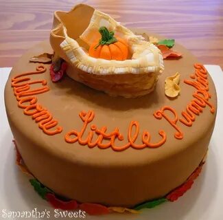 Welcome Little Pumpkin Baby Shower Cake Edible sugar bassine