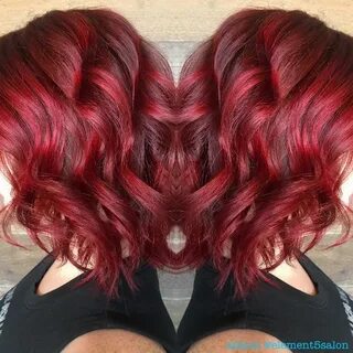 fiery red with red violet shadow root vibrant red bright red