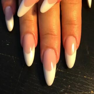 Pink and White almond-shaped l&p nails French nails, Nail sh