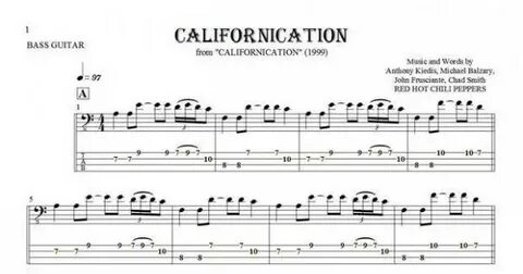 Californication - Notes and tablature for bass guitar PlayYo