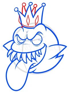 How to Draw King Boo, Coloring Page, Trace Drawing