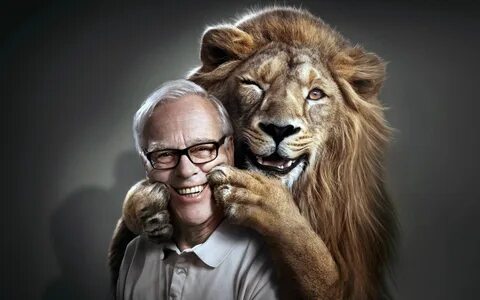 Funny Man And Lion Wallpaper, Smile, Face, Paws * Wallpaper 