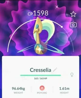Pokémon GO screenshot of successfully caught Shiny Cresselia