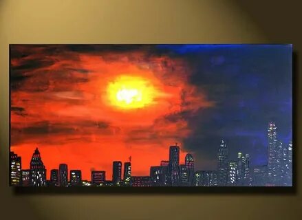 Pin by Lawra Seamster on Art Large canvas painting, City sca