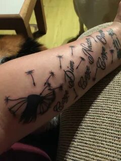 My new Tattoo dandelion with carpe diem carpe noctem and car