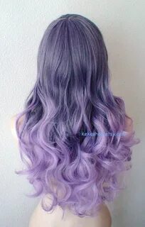 Purple Ombre wig. Long curly hair long side bangs by kekesho