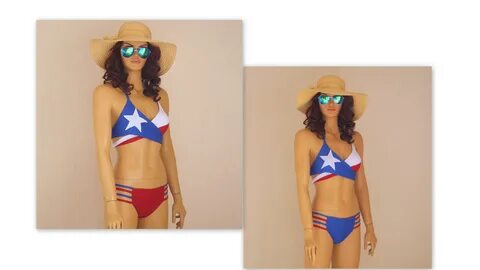 Texas Flag BikiniWrap bikini topReversible bottomsTriangle E