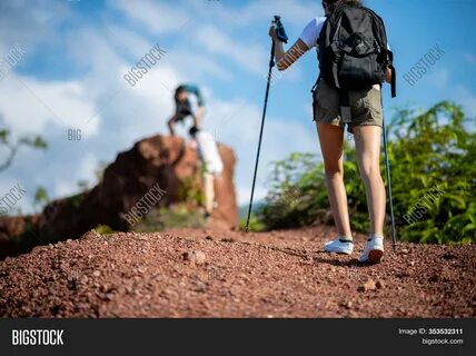 Download high-quality Group asian woman hiker taking photo smart phone imag...
