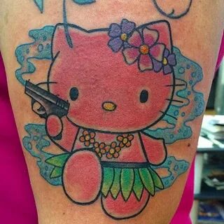 Hula Kitty Hello kitty tattoos, Hello kitty, Cat tattoo
