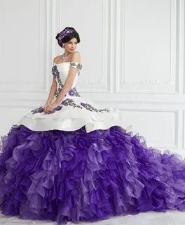 Ruffled Off Shoulder Floral Quinceanera Dress by LA Glitter 