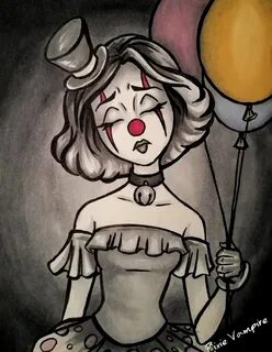 Dark art female clown balloons circus carnival Disney art dr