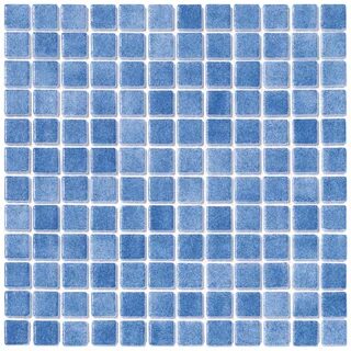 Non-Slip, 1x1 Sky Blue Glass Pool Tile - TileEstate