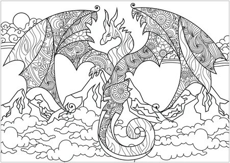 Dragon of the mountains - Lucie - Coloring Pages for Adults