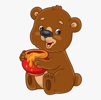 Cartoon Bear With Honey Pot Clipart - Cartoon, HD Png Downlo