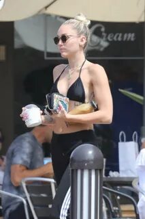 Miley Cyrus in Black Bikini in Malibu GotCeleb