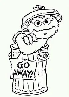 Oscar say Go Away in Sesame Street Coloring Page: Oscar say 