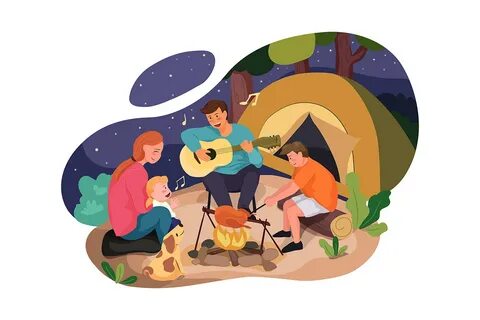 M165_Camping Scene Illustration Pack on Behance
