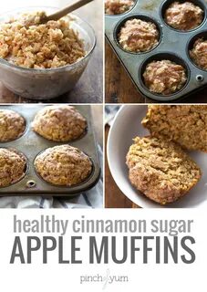 Healthy Cinnamon Sugar Apple Muffins Recipe - Pinch of Yum