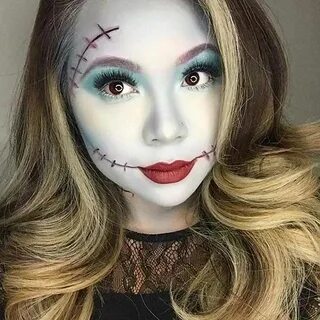 Nightmare Before Christmas (Sally) Halloween Makeup Idea Cut