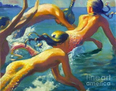 Jumping Mermaids Painting by Isa Maria Fine Art America