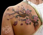 Custom Cherry Blossom branch #tattoos by #paulberkey Back ta