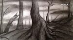 Árbol al carboncillo, cómo dibujar árboles HD - YouTube
