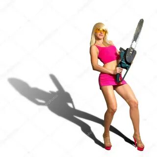 Sexy Girl holding a chainsaw Stock Photo by © violanda 23241