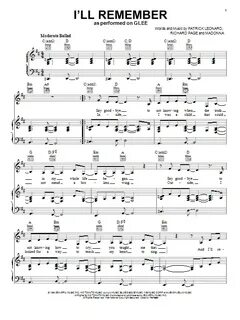 I'll Remember Sheet Music Glee Cast Piano, Vocal & Guitar Ch