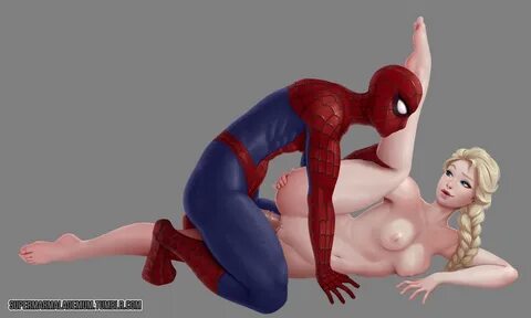 Spiderman touching elsa boobs