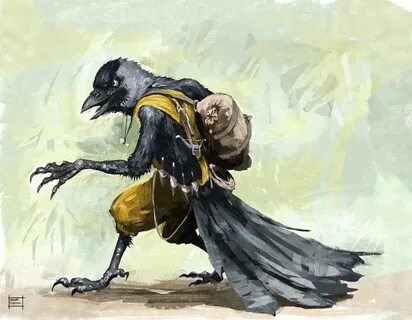 OC Kenku Monk. My first time doing a DnD character artwork :