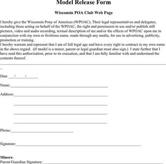Free Wisconsin Model Release Form - PDF 48KB 1 Page(s)