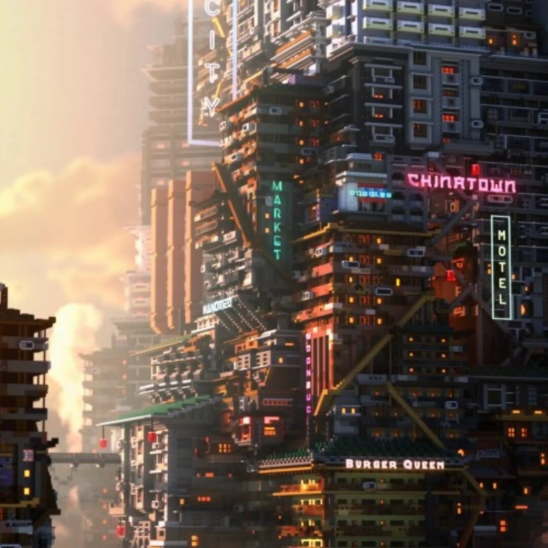 Minecraft cyberpunk skyscraper фото 106