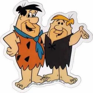 Sticker - The Flintstones Fred Flintstone Barney Rubble Cart