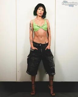 Halsey Shows Off Her Sexy Tits in a Green Bra at the Givenchy Fashion Show in Pa