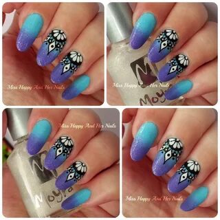 Purple teal ombre & dreamcatcher accent nails Hair and beaut