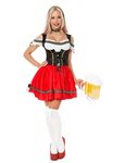 Women Ladies Beer Maid Wench Oktoberfest Costume Red Gretche