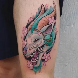 Anime style creature tattoo Anime style creature with horns 