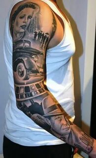 gangster theme sleeve Gangster tattoos, Sleeve tattoos, Full