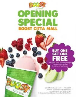 Boost Juice Bars Opening Special Buy 1 Get 1 FREE
