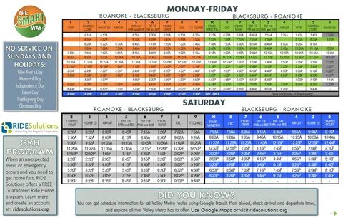 Smart Bus Smart Way Bus smart bus schedule New river, Monday