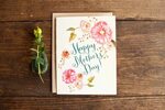 Mothers day card with beautiful painted flowers. $3.75, via 
